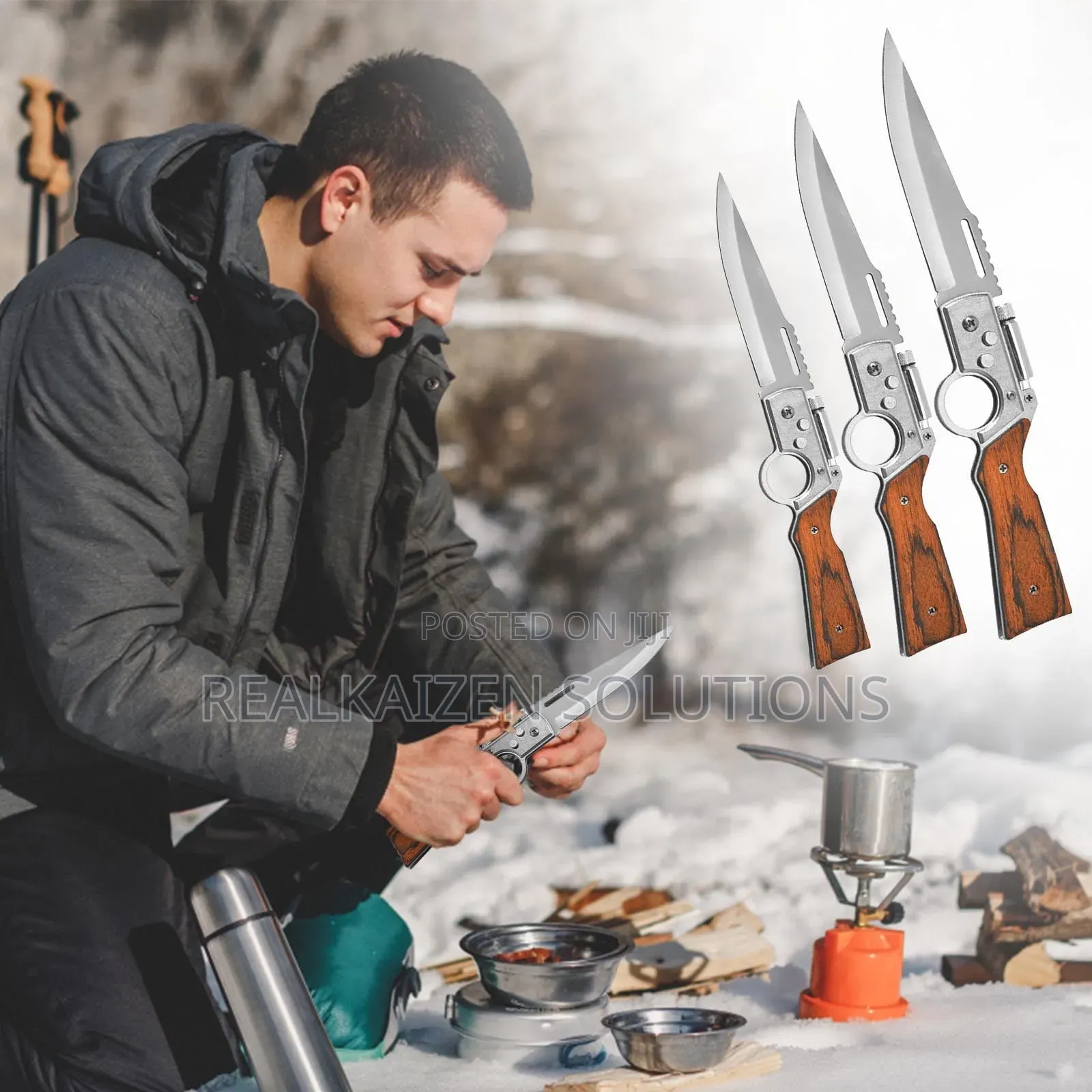 Ak47 Flipper Pocket Folding Knife With Push Button Lock | Led