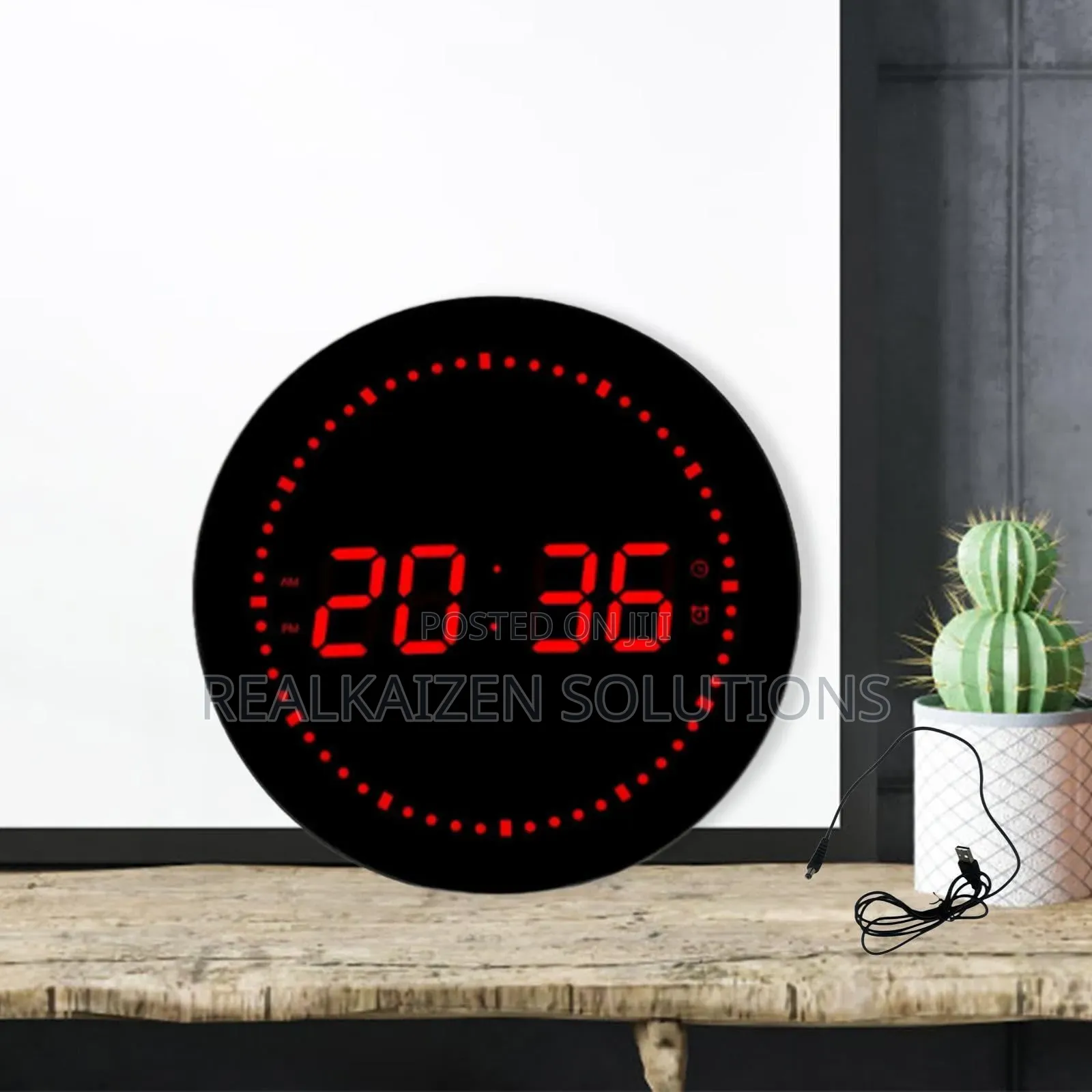 Led Digital Clock Round Alarm Clock Calendar Multipurpose