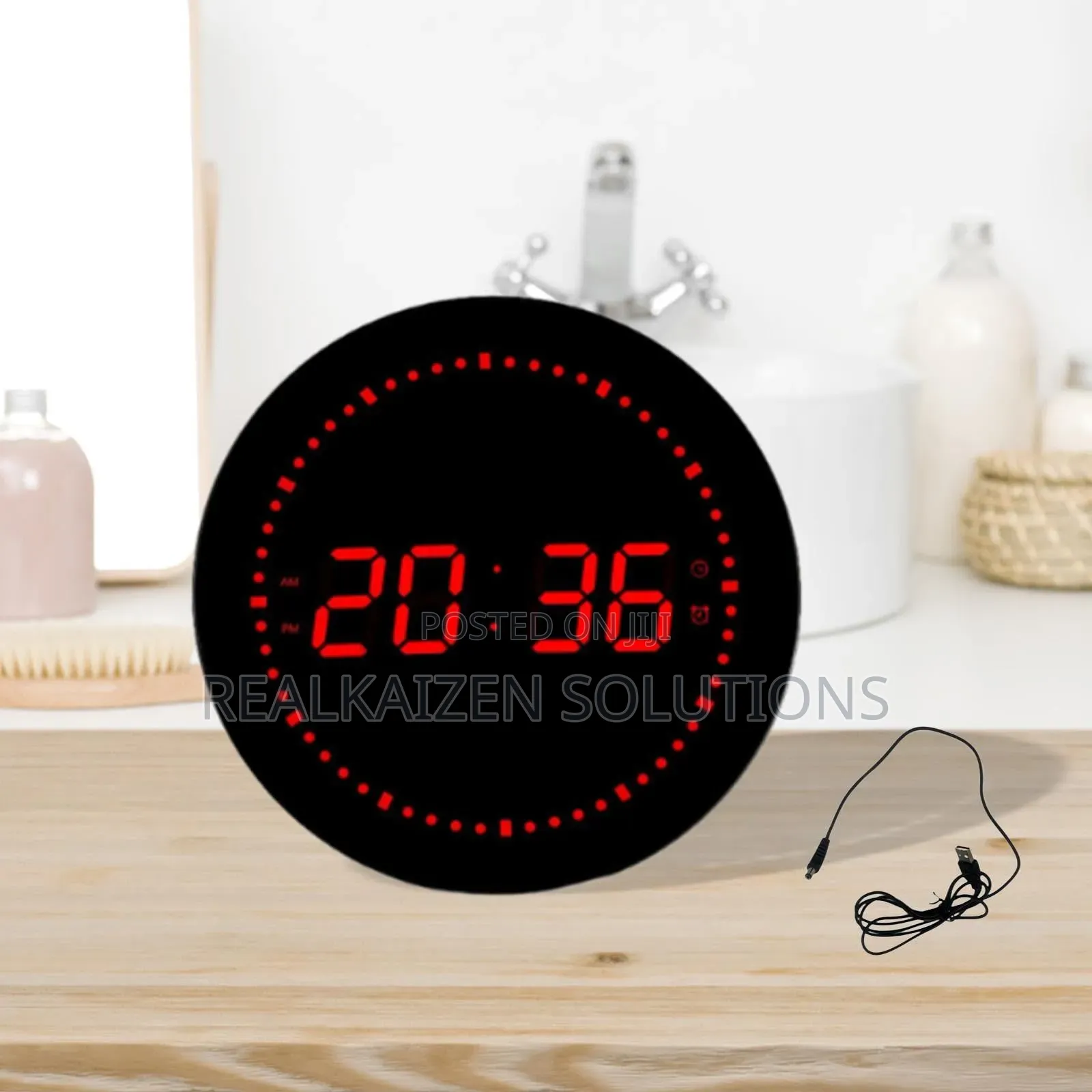 Led Digital Clock Round Alarm Clock Calendar Multipurpose