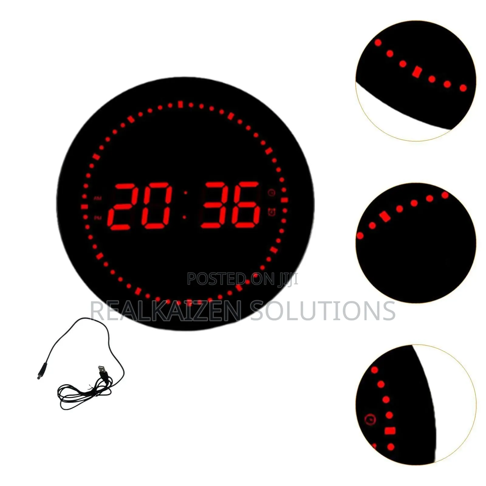 Led Digital Clock Round Alarm Clock Calendar Multipurpose
