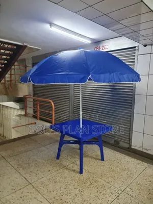 Patio Outdoor Large Garden Umbrella and Table Blue