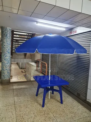 Garden Shade Outdoor Umbrella and Table, (Blue)