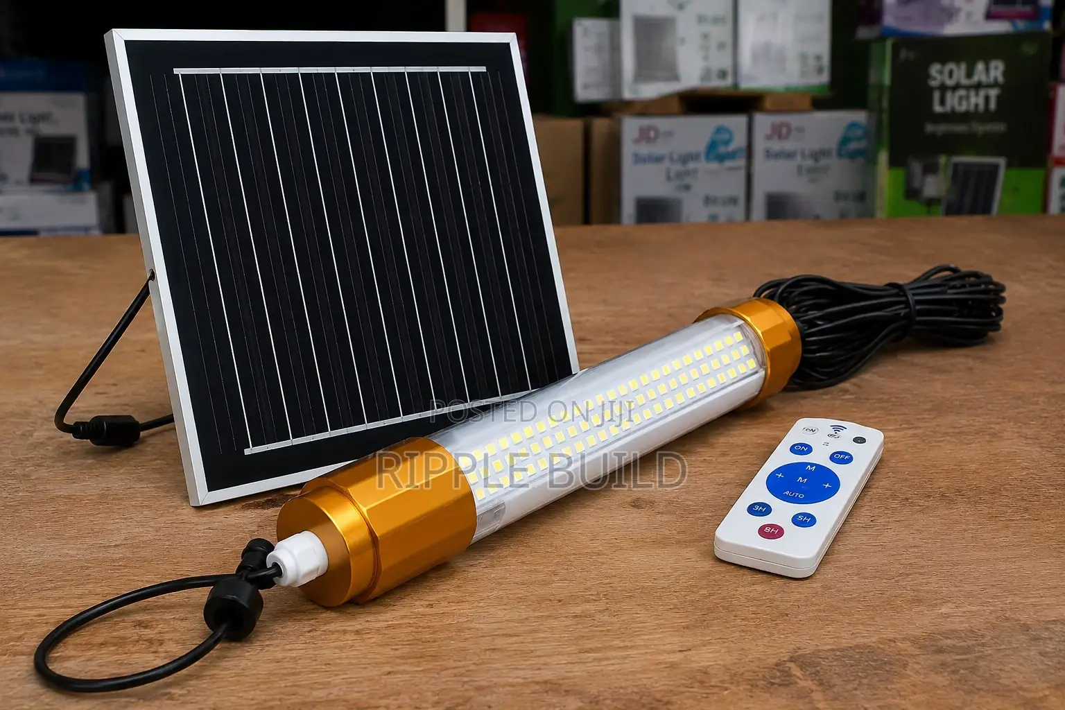 300w Solar Led Tube Light Waterproof Remote Control