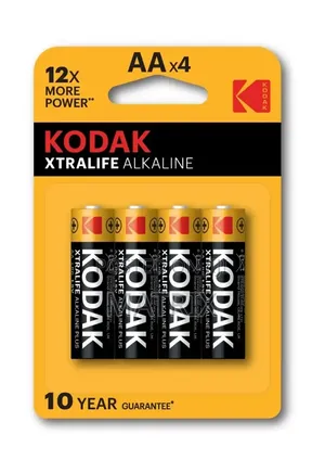 Kodak Xtralife Alkaline Aa Batteries - 12x More Power (Pack of 4)