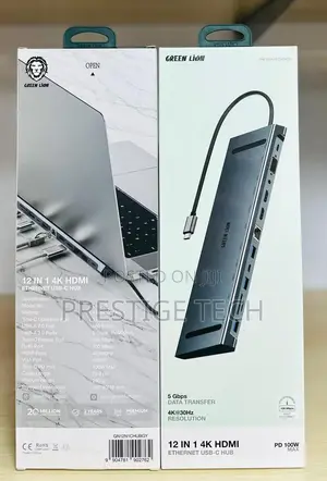 Green Lion 12in1 Hdmi Ethernet Usb C Hub, Ethernet, Vga Port, 3.5mm