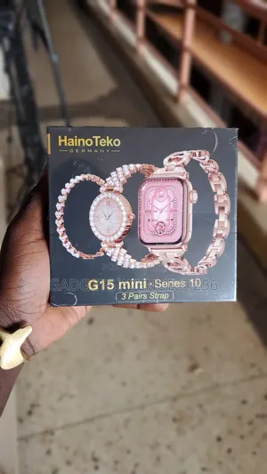 Hainoteko G15 Mini Series 10 Smartwatch Set in Rose Gold