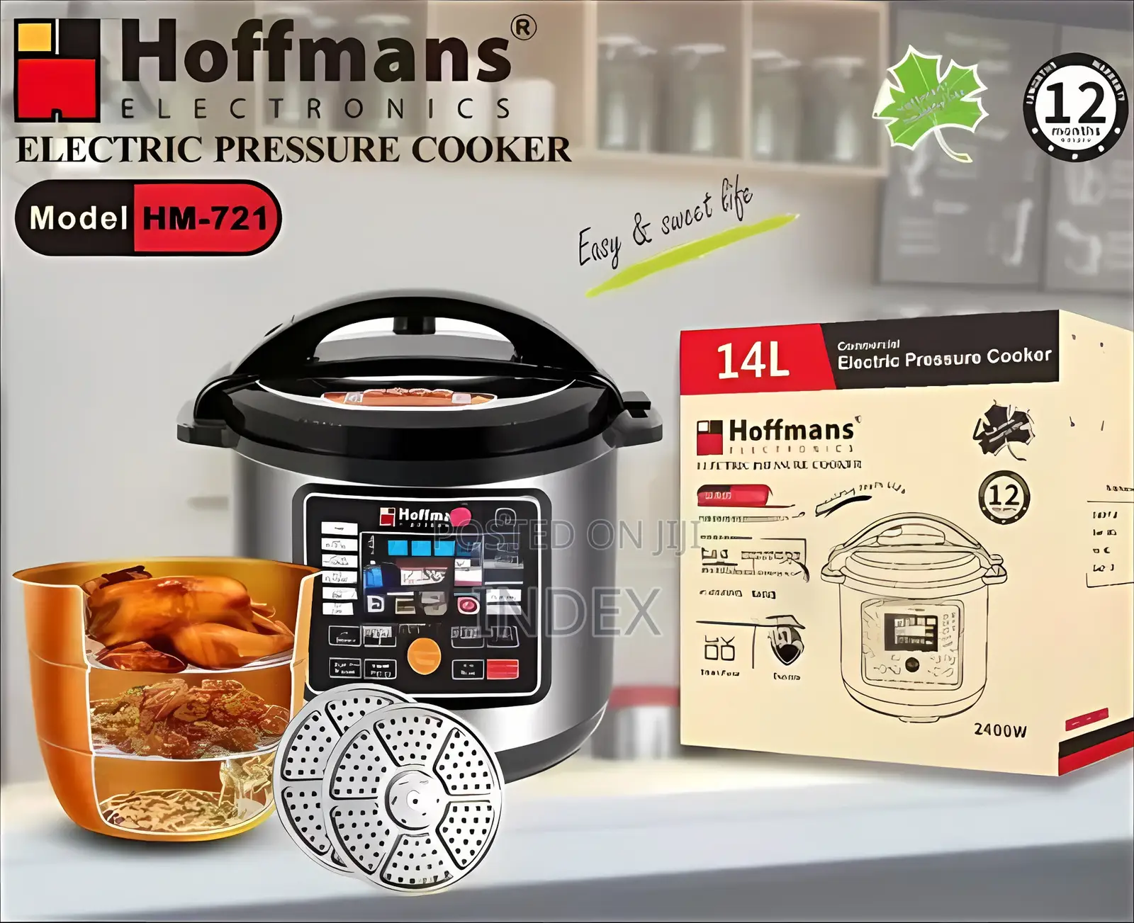 14l Hoffmans Hm-721 Electric Multifunction Pressure Cooker