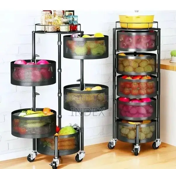 Multi-layered Rotating Kitchen Storage Rack