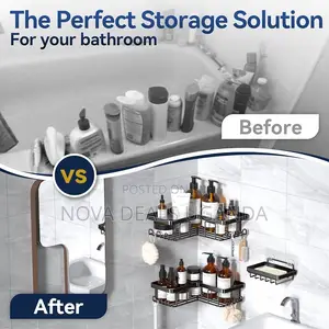 Adhesive Shower Caddy With Soap Holder Rustproof Stainless Steel