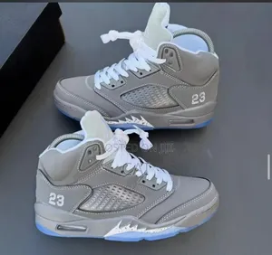 Nike Air Jordan 5 Retro Wolf Grey Sneakers.