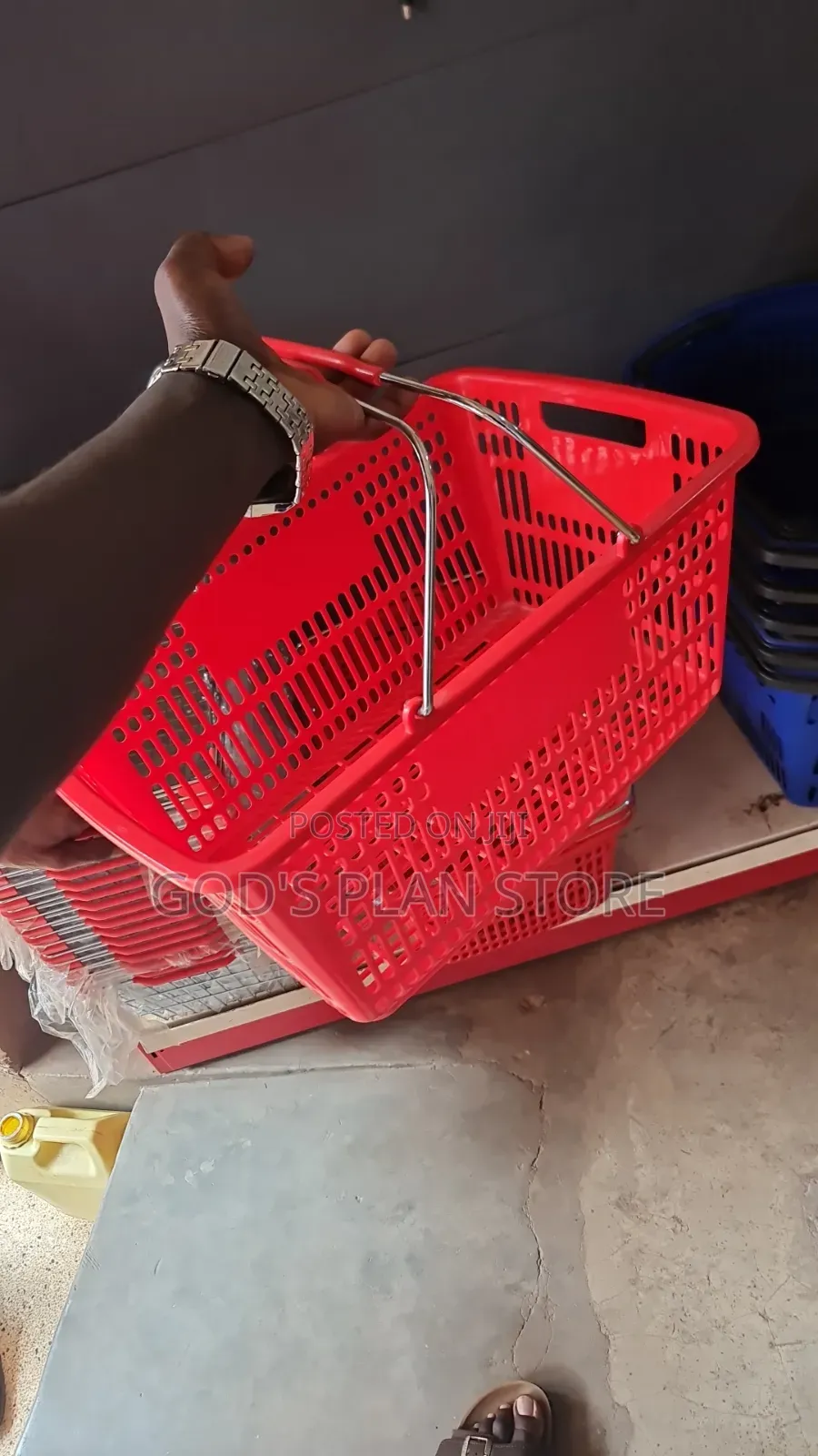 Red Plastic Supermarket Shopping Baskets Plastic Shopping Baskets