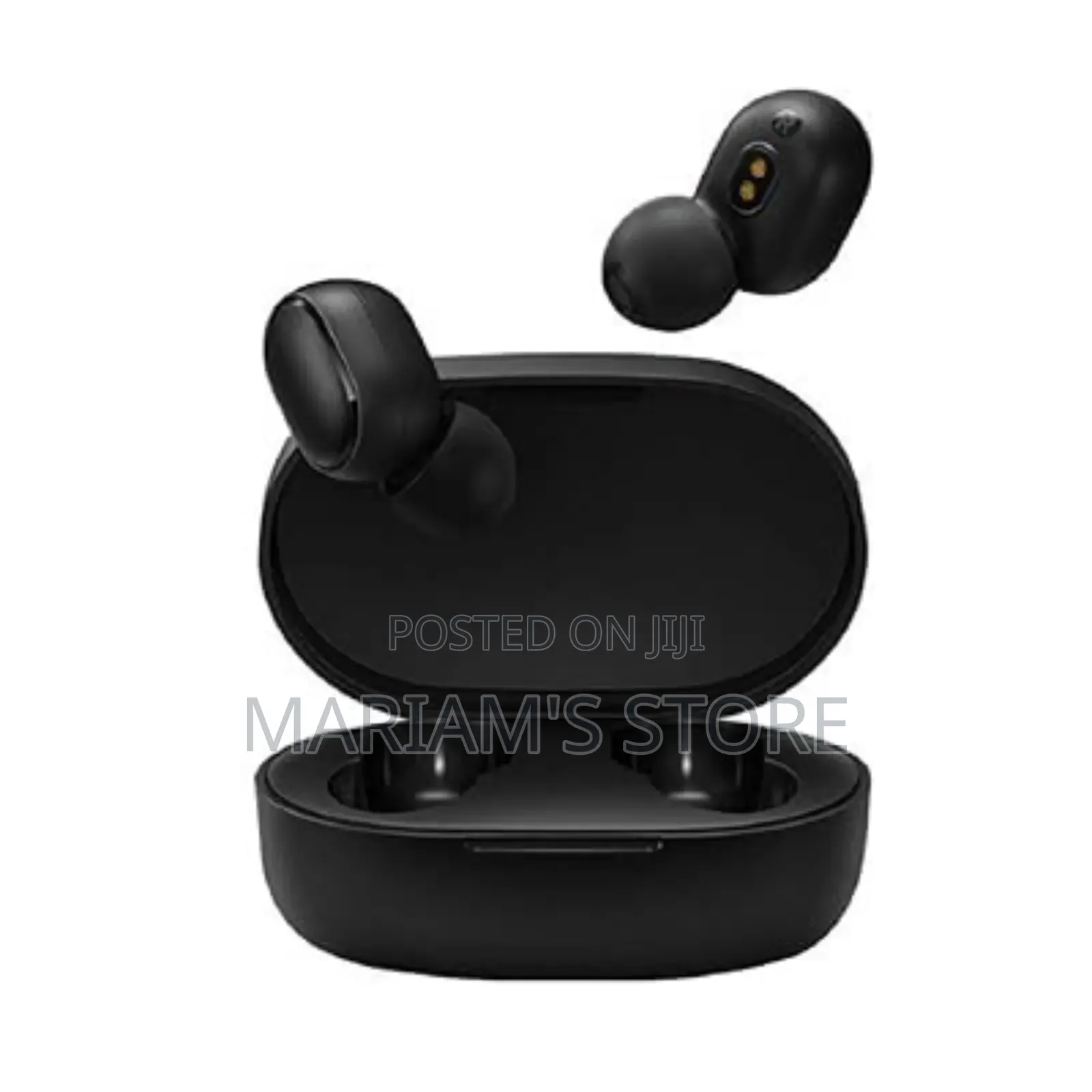 Black Wireless Earbuds Basic With Their Magnetic Charging Case. ]