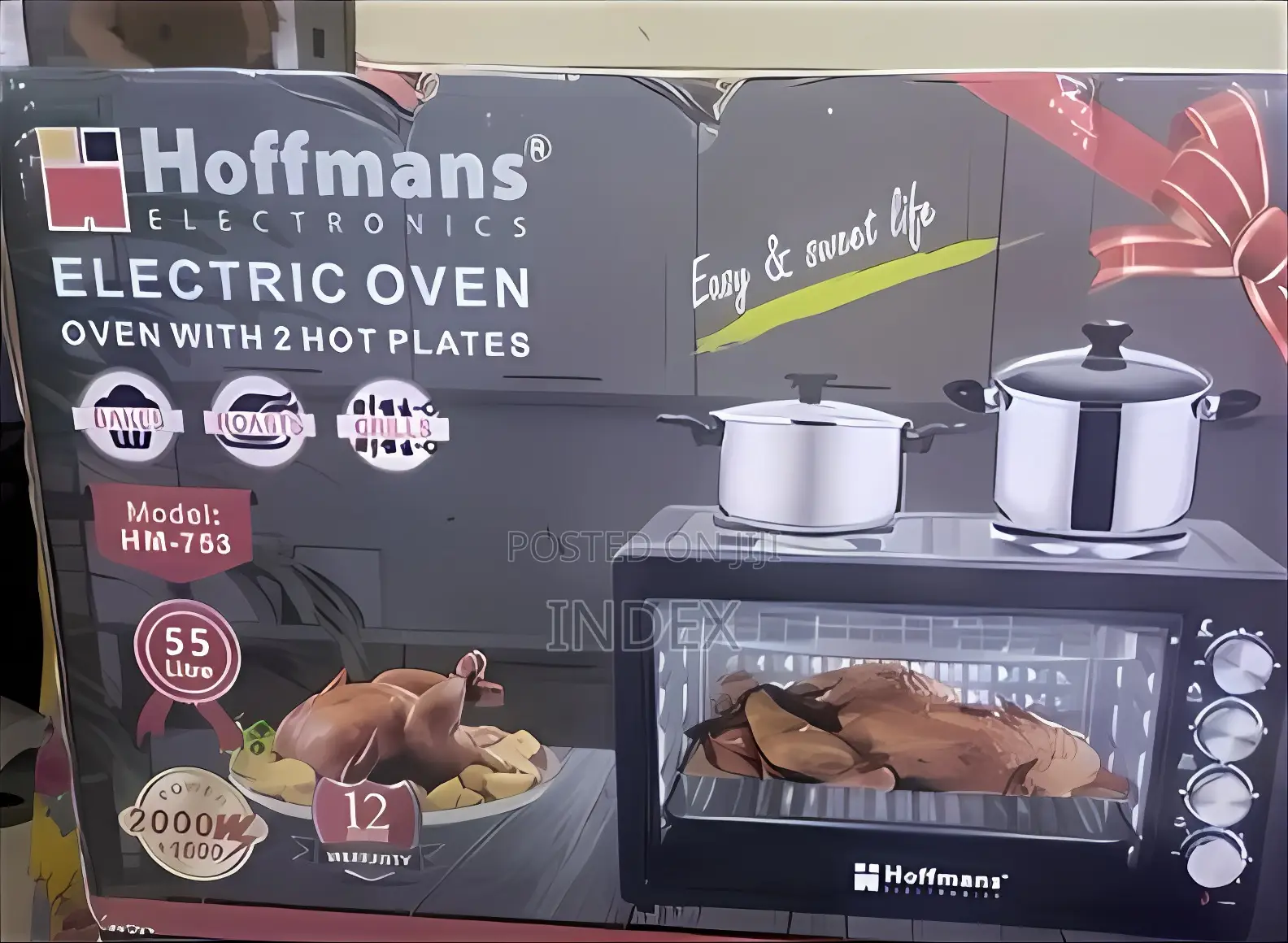 55l Hoffmans Hm-753 Electric Oven With 2 Hot Plates.