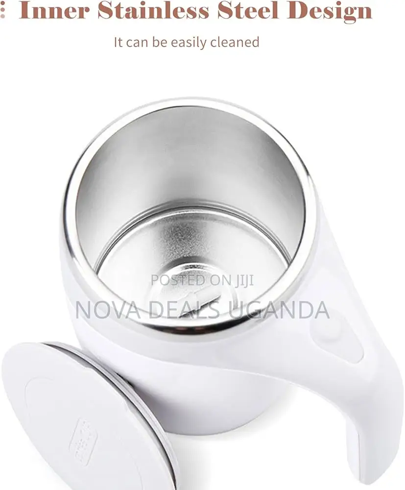 380ml Self Stirring Mug With Lid Stainless Steel Stirring Coffee Cup