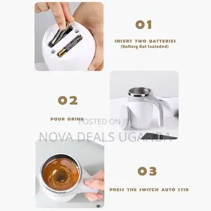 380ml Self Stirring Mug With Lid Stainless Steel Stirring Coffee Cup