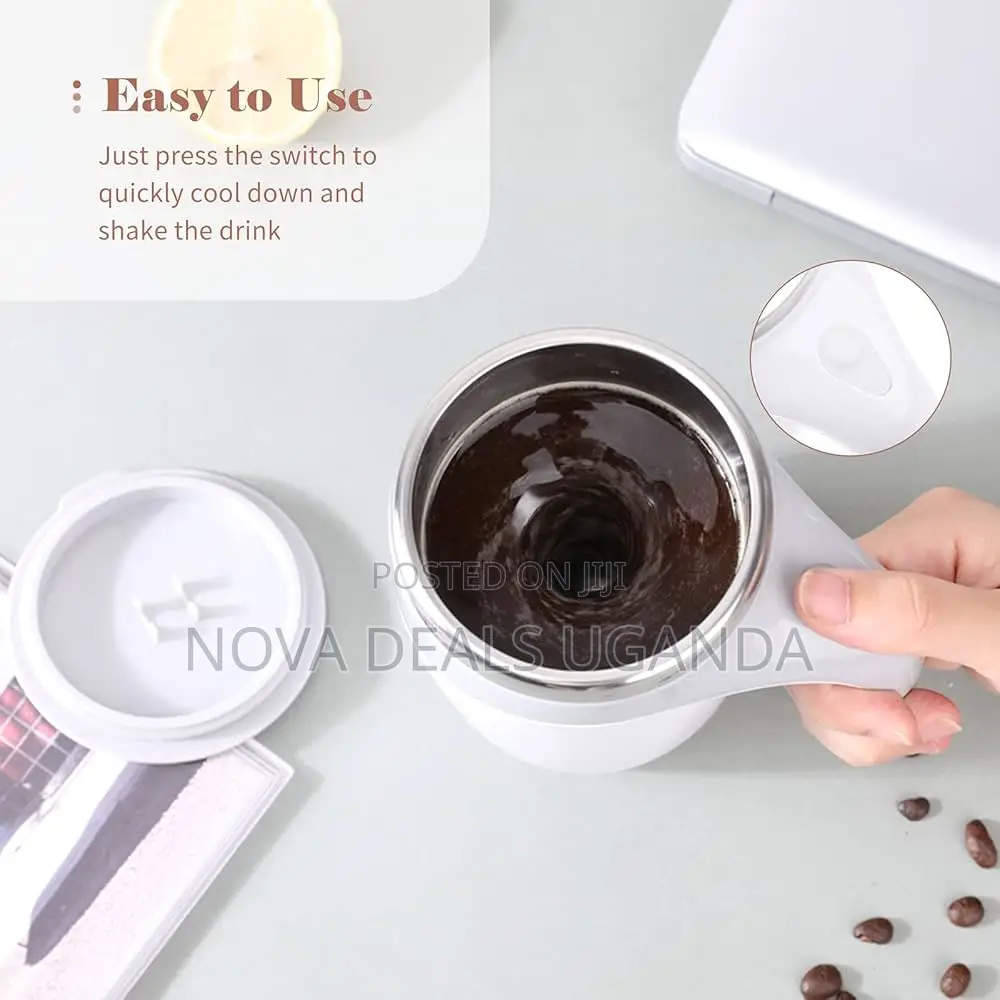 380ml Self Stirring Mug With Lid Stainless Steel Stirring Coffee Cup