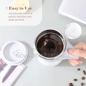 380ml Self Stirring Mug With Lid Stainless Steel Stirring Coffee Cup