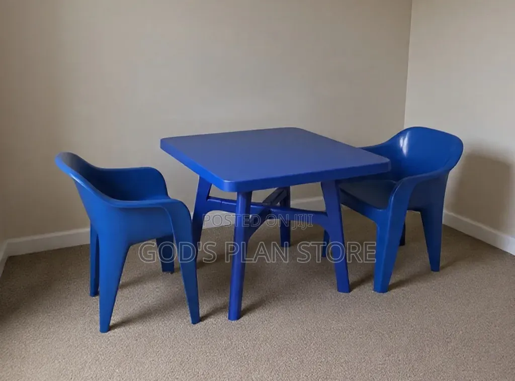 Generic Dining Plastic Table and Chairs Plastic Table and Chairs (Blue