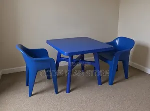 Generic Dining Plastic Table and Chairs Plastic Table and Chairs (Blue