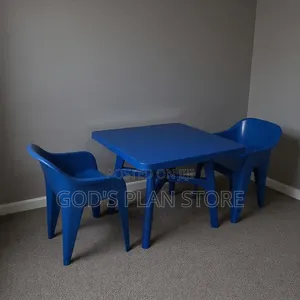 Generic Dining Plastic Table and Chairs Plastic Table and Chairs (Blue