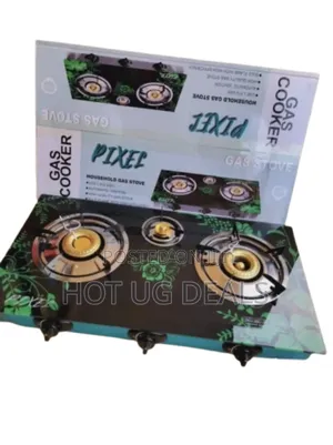 3 Burner Tempered Glass Gas Stove With Automatic Ignition -Multicolor