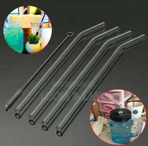 Reusable Bent Glass Drinking Straws