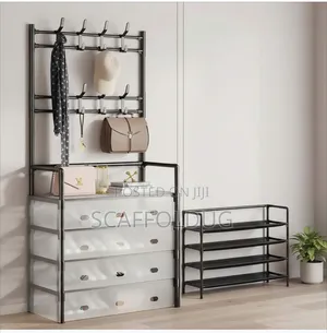 Covered Shoe Organizer in Black and White