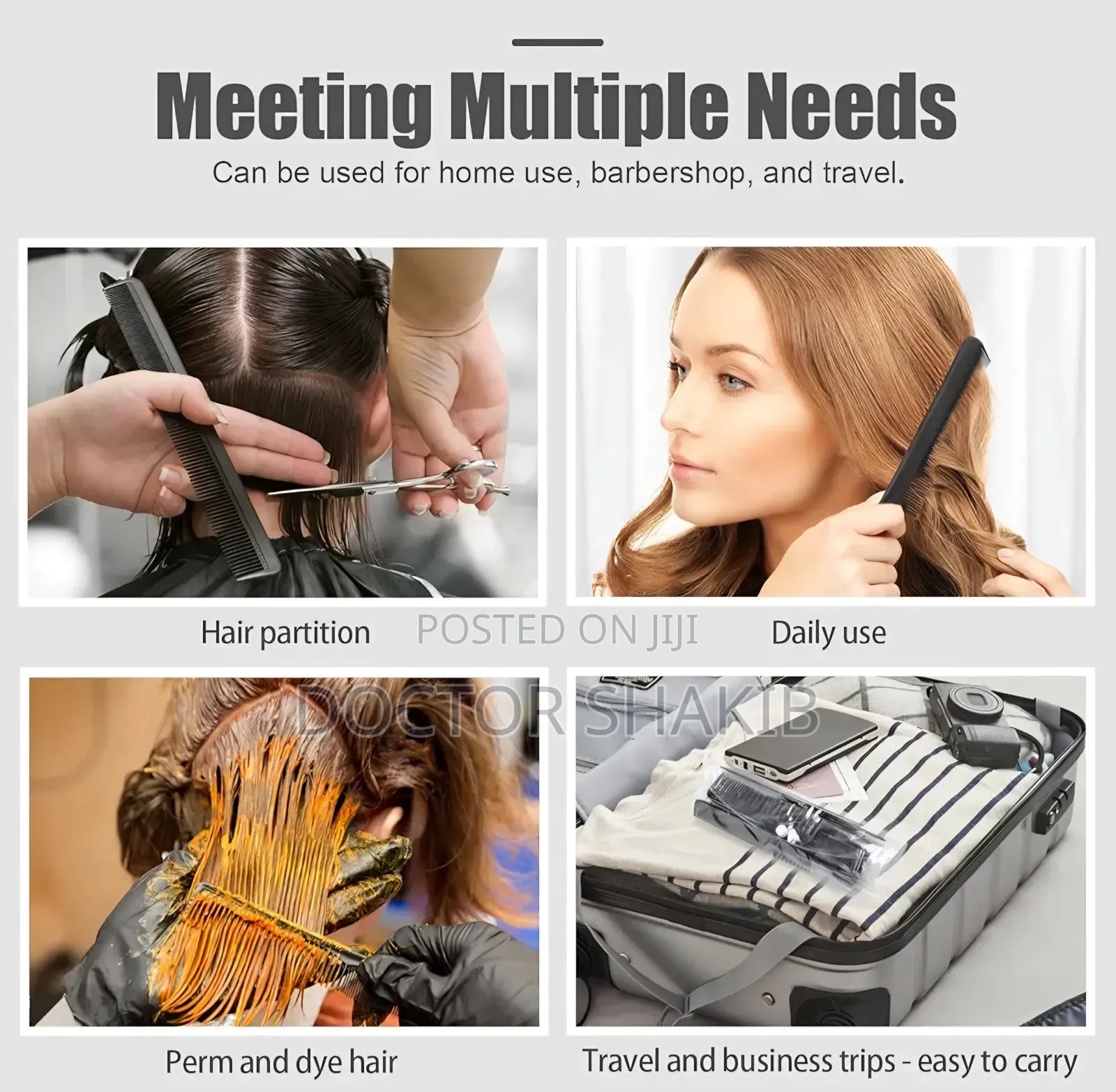 10-Piece Professional Black Hair Styling Comb Set