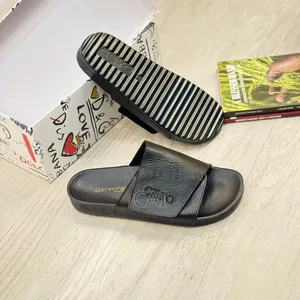 Ceyo Brand Black Leather Slide Sandals