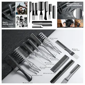 10-Piece Professional Black Hair Styling Comb Set