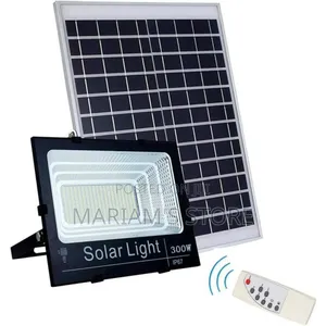 300w Led Solar Flood Light With an Ip65 Water-Resistant Rating.