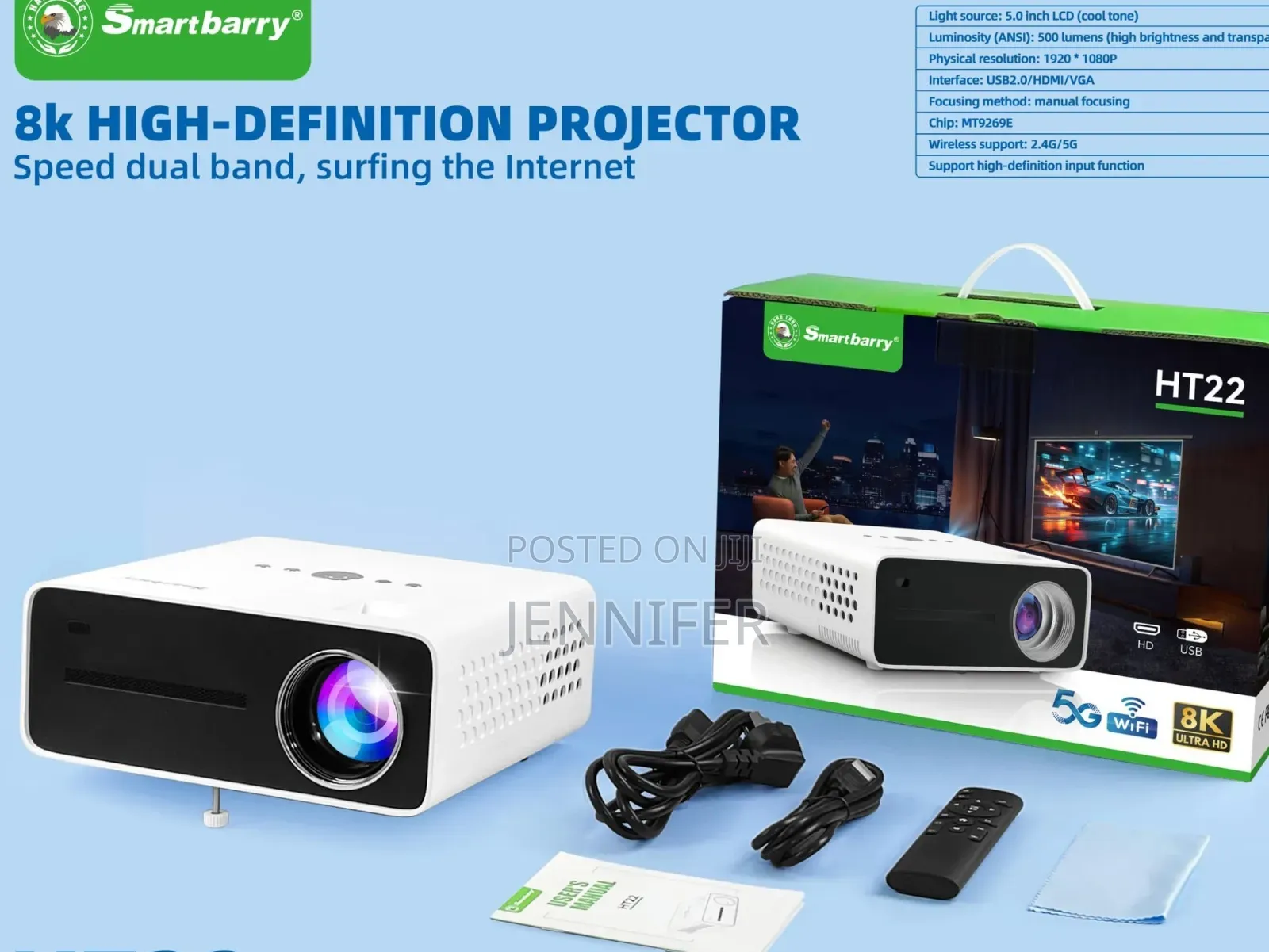 Smartberry Ht22 Ultra Hd Smart Android Projector With 5g Wifi.