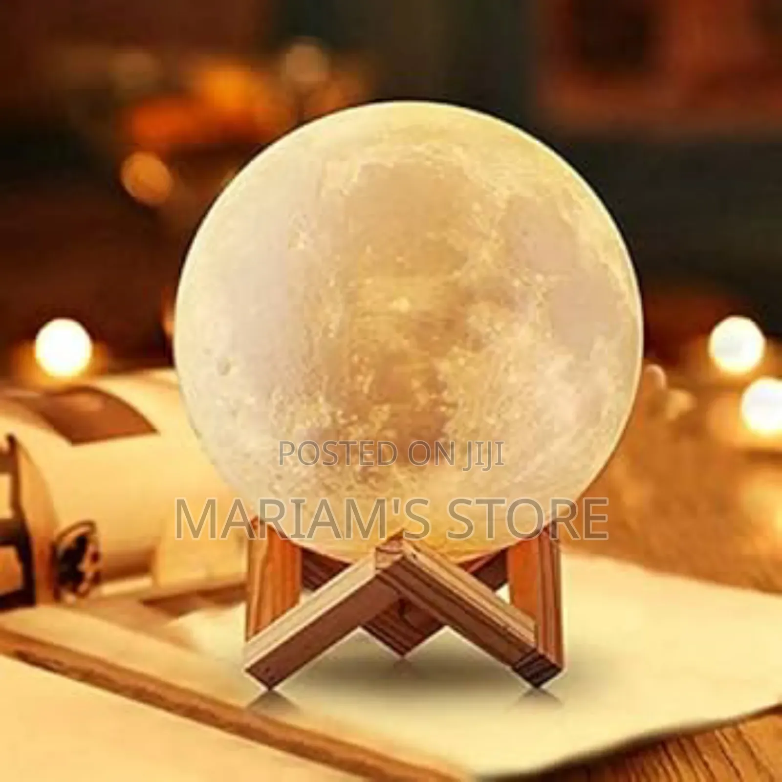 3d Moon Lamp With a Wooden Stand