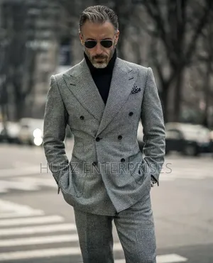 Double Breast Checkered Suit
