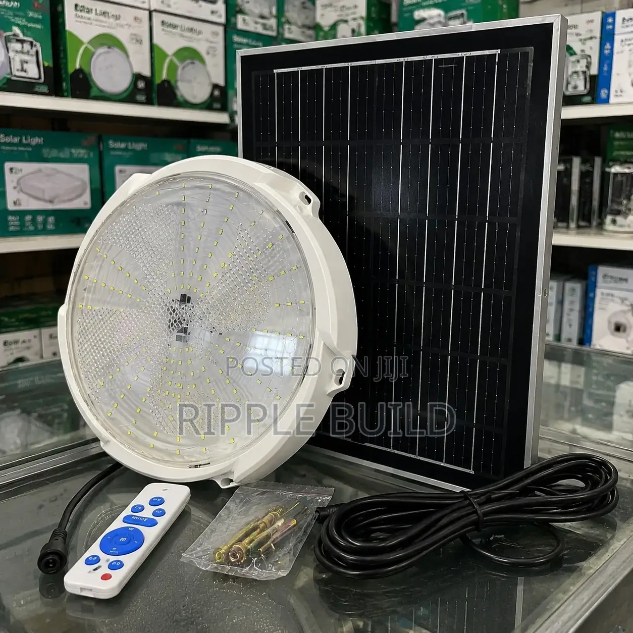 200w Solar Ceiling Light With Panel Remote Control Indoor Lighting