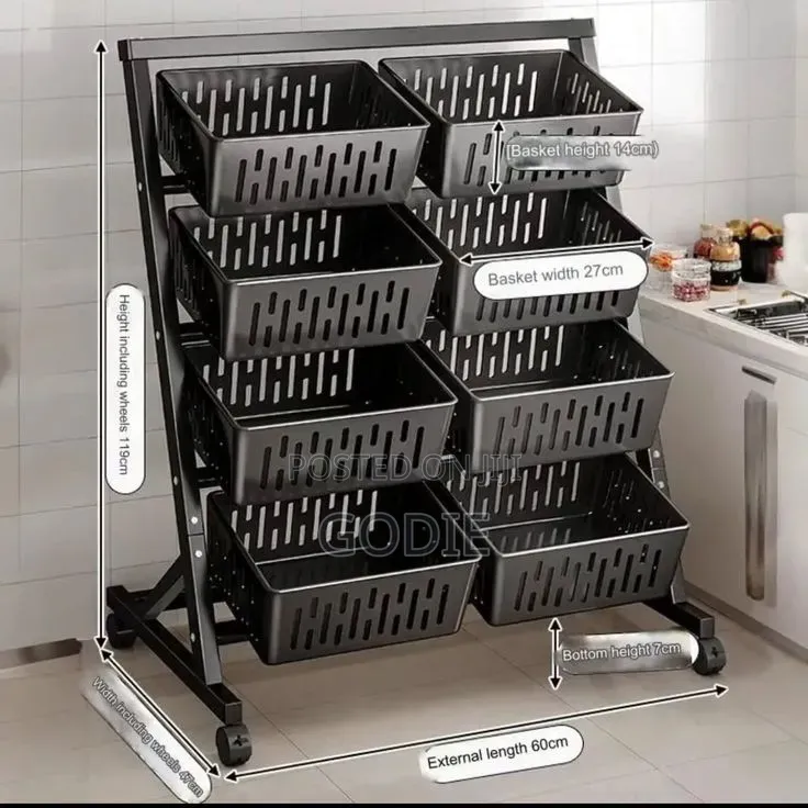 4-Tier Multifunctional Black Storage Rack