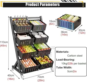 4-Tier Multifunctional Black Storage Rack