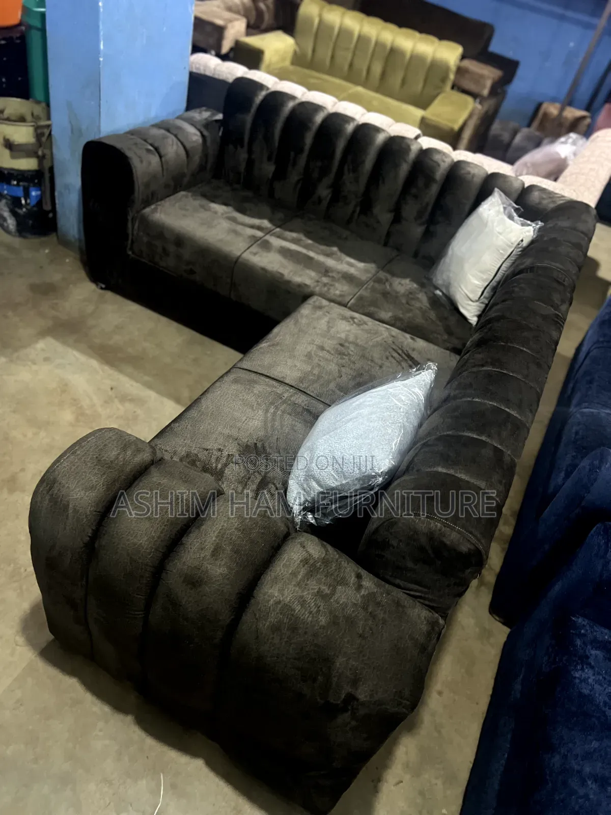 Black Solid L- Sofas