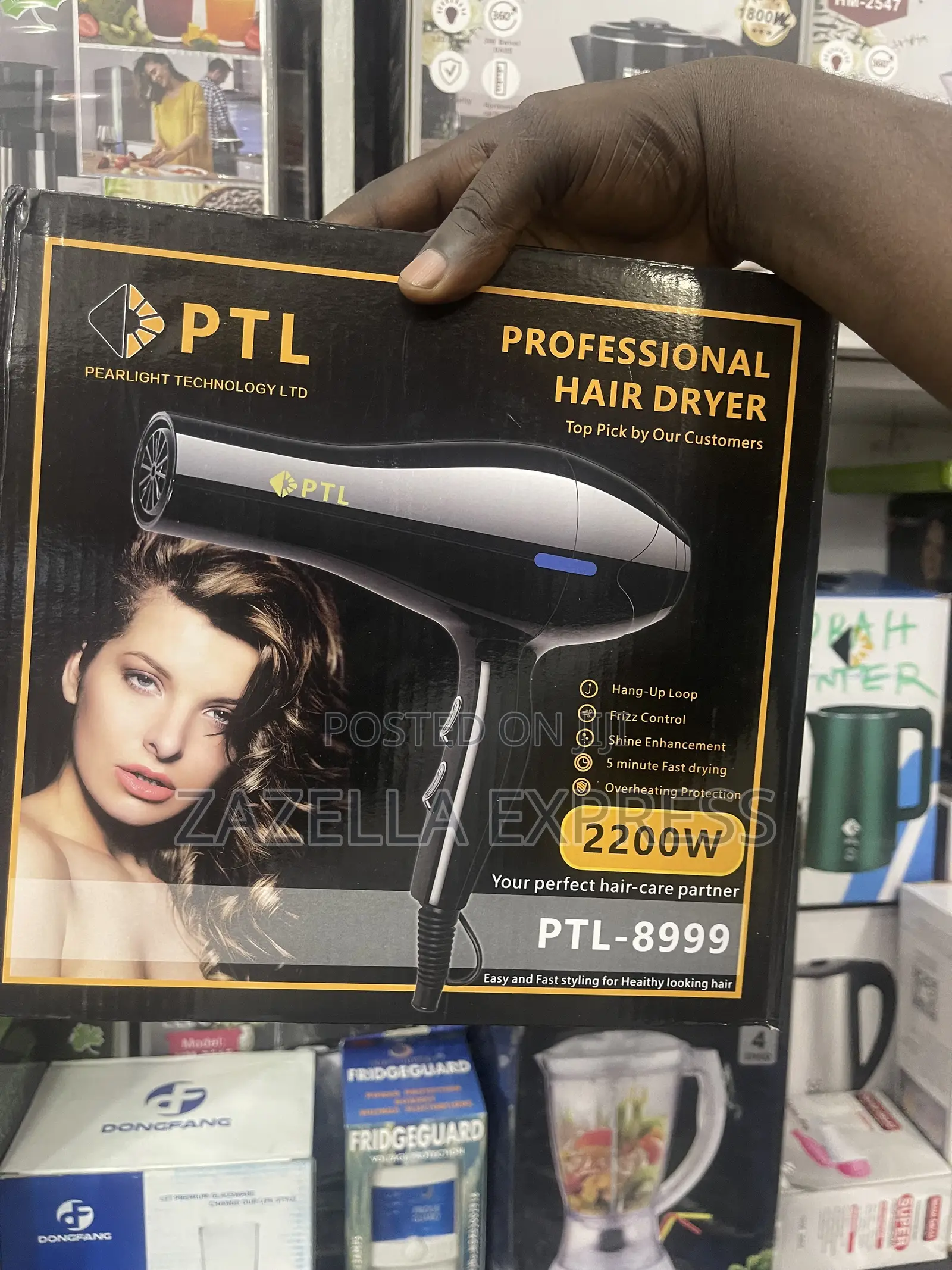 PTL Professional Electric Hair Dryer – Black