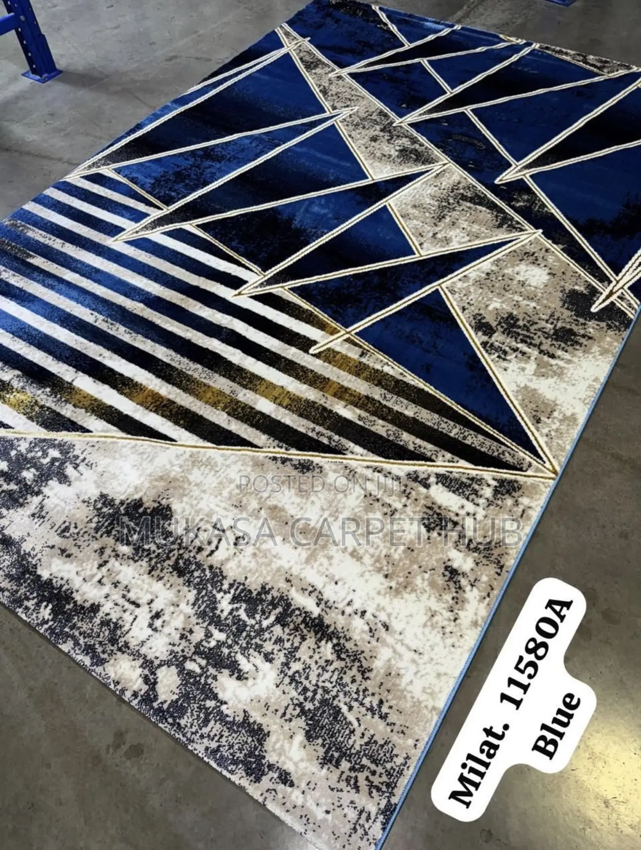 Blue Decorative Living Room Centre Carpet