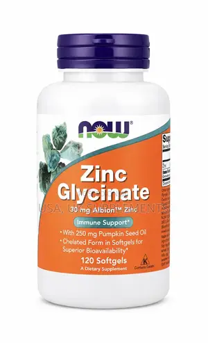 Now Zinc Glycinate 30mg Albion Zinc 120softgels