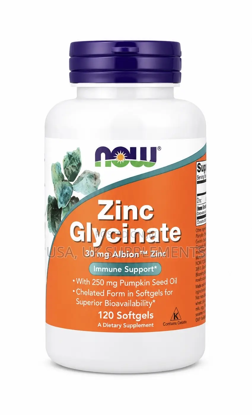 Now Zinc Glycinate 30mg Albion Zinc 120softgels