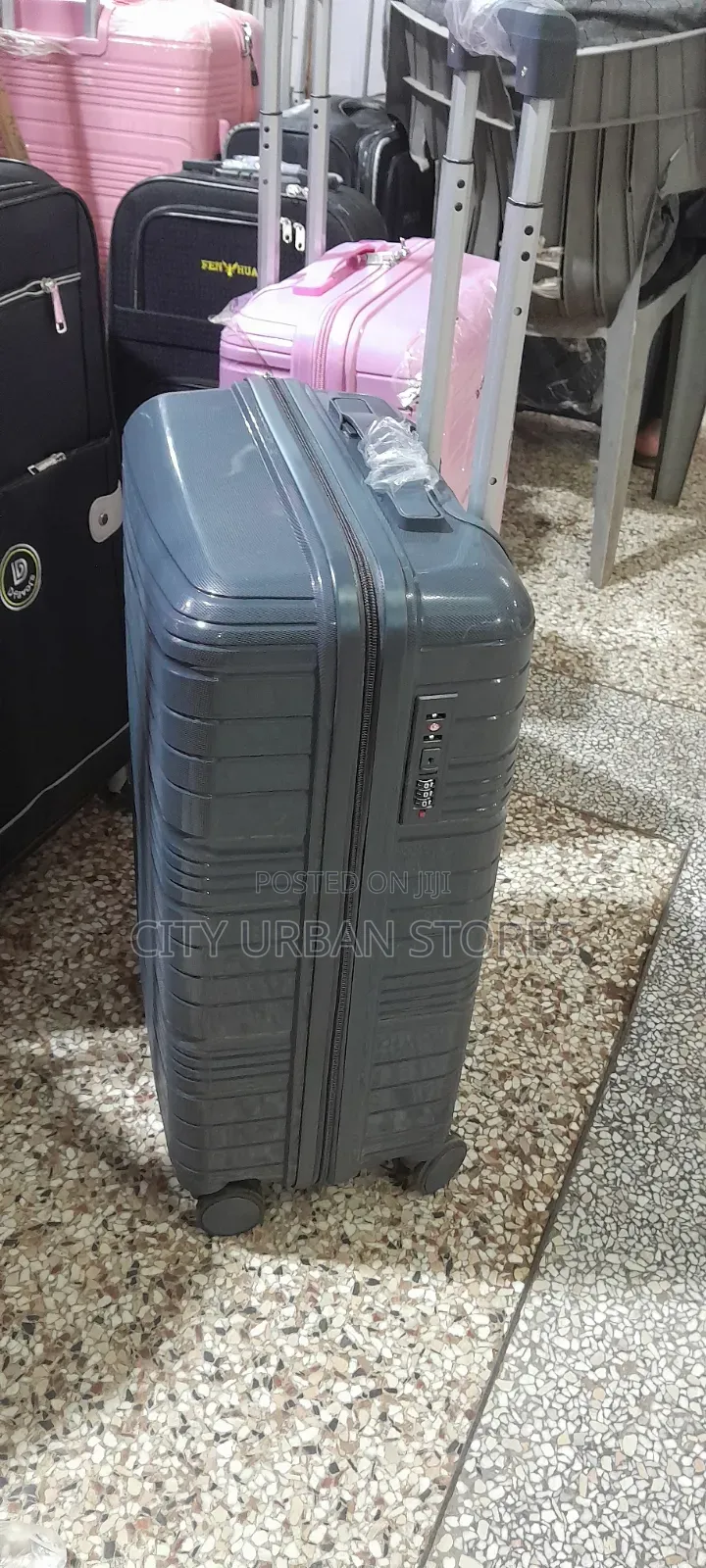 Portable Grey Plastic Rubber Suitcase