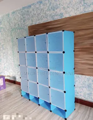 Four Column Plastic Closet With Shoe Rack Blue