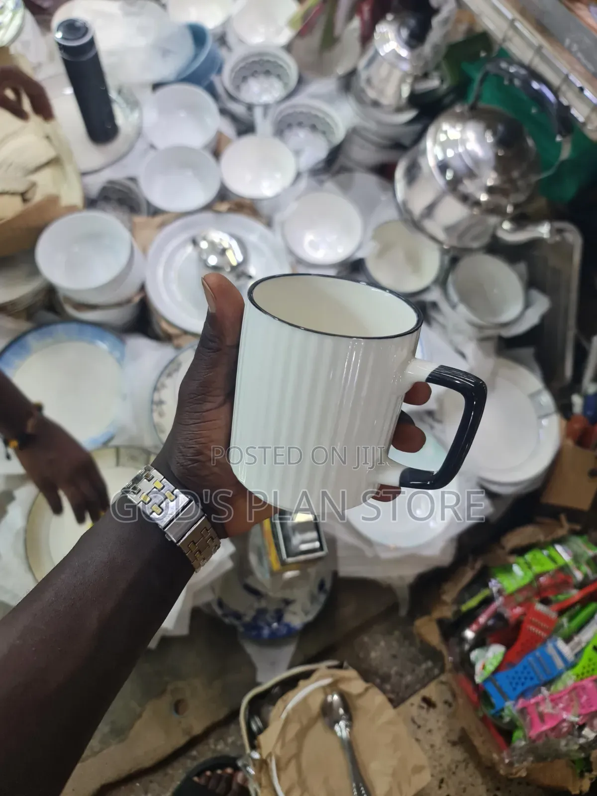 Stripped Design Ceramic Cups 12pcs