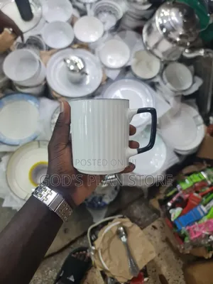 Stripped Design Ceramic Cups 12pcs