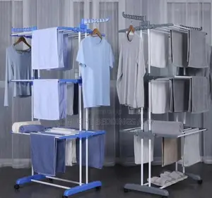 Pipes Clothes Drying Rack Blue and Grey