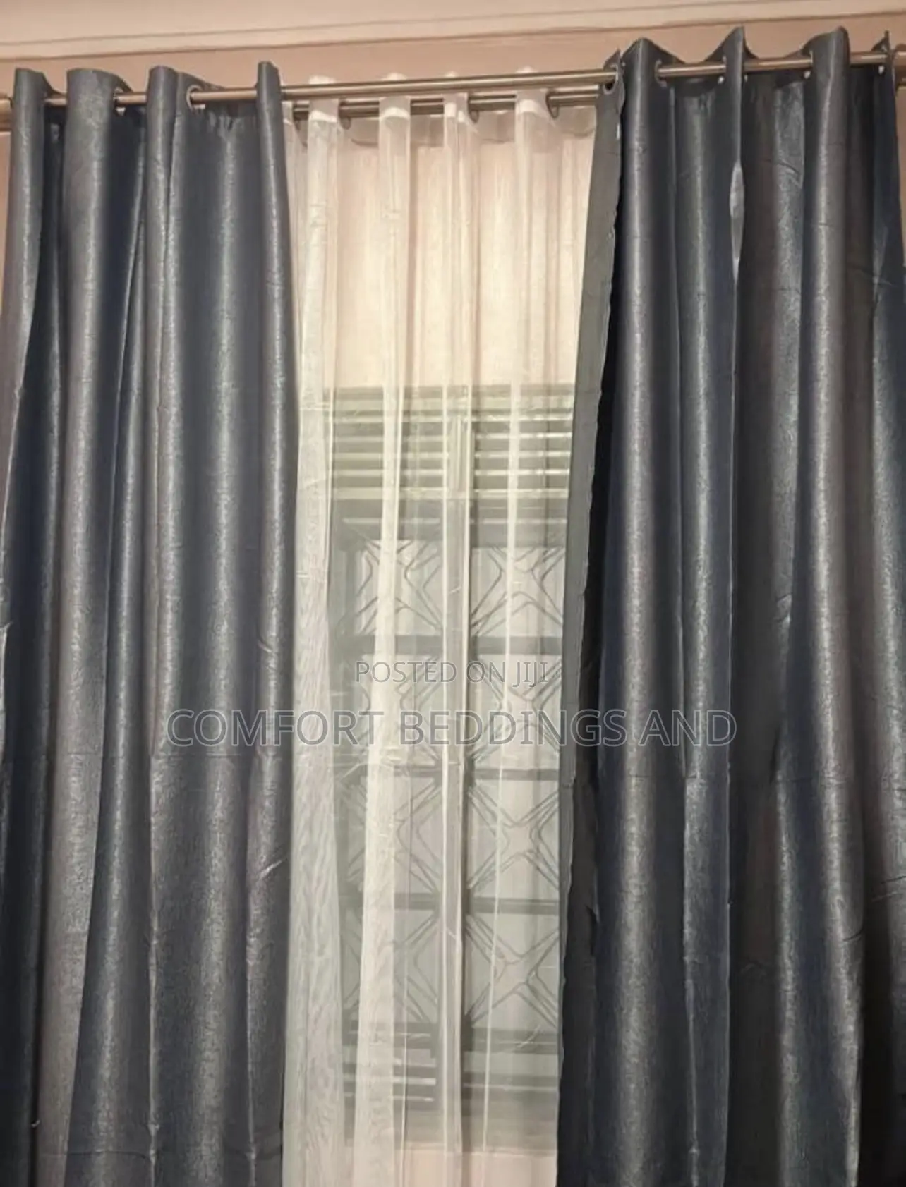 Velvet Curtains With Net Grey 3 Metres