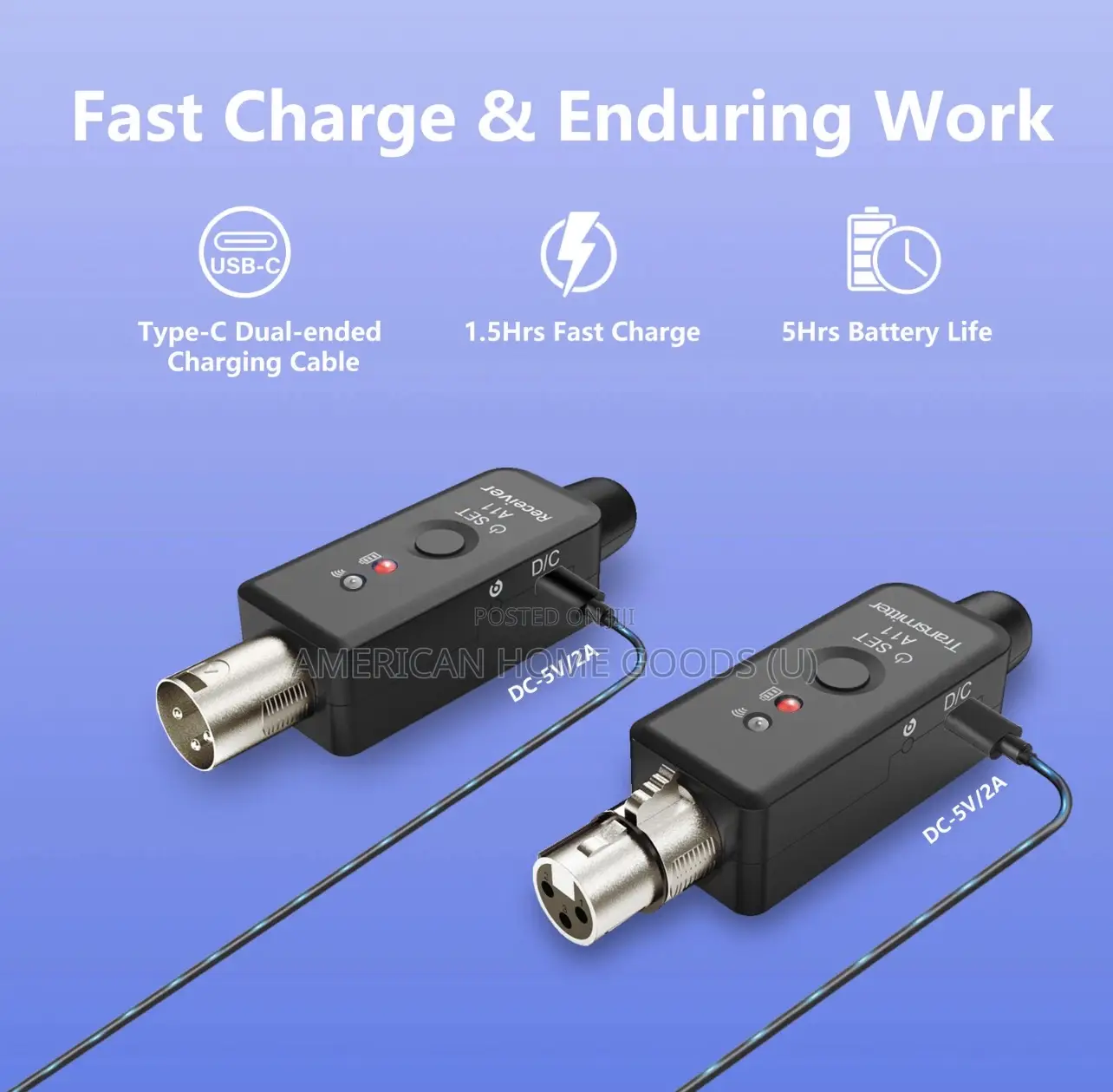Wireless XLR Microphone System for Dynamic Microphone Pa System/Mixer
