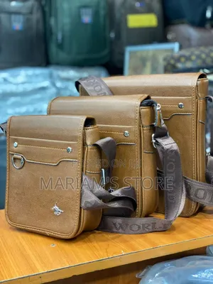 Brown Leather-Style Crossbody Bags With Straps and Polished